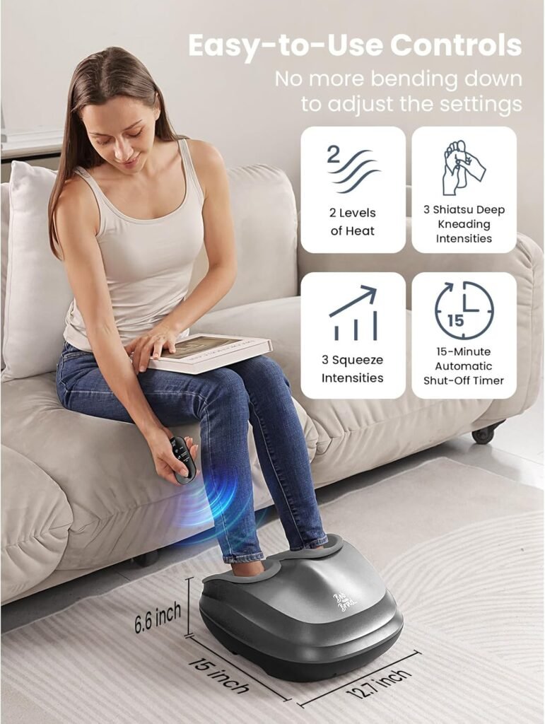 BOB AND BRAD Lite Foot Massager with Heat, Christmas Gifts for Women Men,FSA/HSA Eligible, Shiatsu Deep Kneading, 3 Heating Levels, Electric Feet Massager Machine
