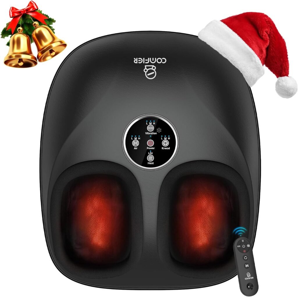 COMFIER 2024 Upgraded Shiatsu Foot Massager Machine with Remote,Electric Foot Massager for Neuropathy Plantar Fasciitis, Deep Kneading Feet Massager with Heat, Relax for Home Office,Up to Men Size 13