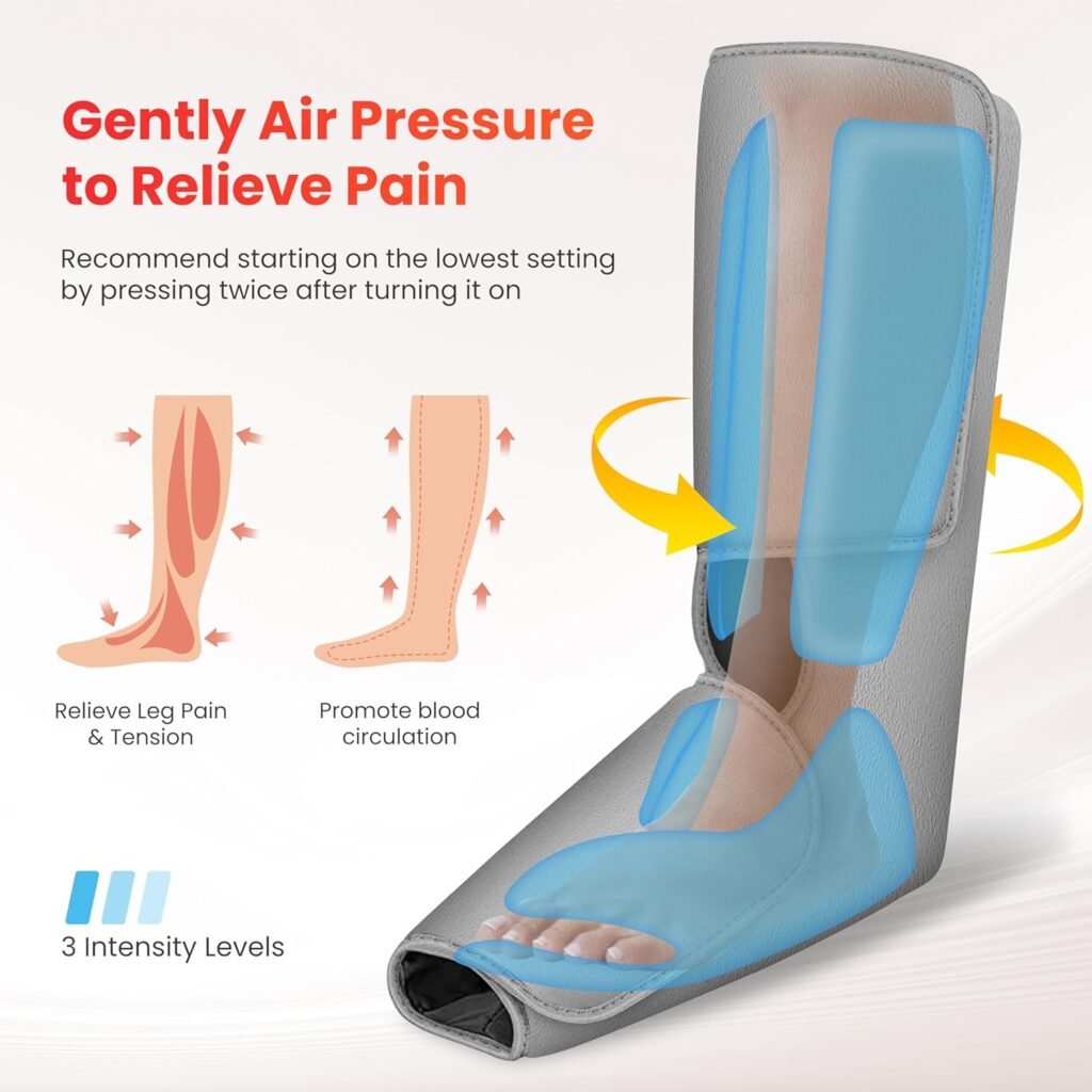 COMFIER Leg Massager for Circulation with Heat,Air Compression Calf Massager Pain Relief,FSA HSA Eligible,Foot Massager,Leg Wraps for Reduce Swelling,Muscle Fatigue,Adjustable Massage Boots,Gifts
