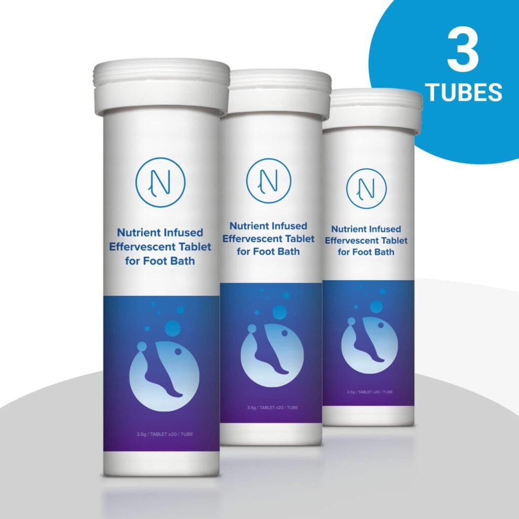 Diabetic Foot Soak Effervescent Tablets Foot Care by Nerve Spa, Anti-Swelling, Rehydrate The Foot, Foot Care Nutrients – 20 Tablets (3 Tubes)