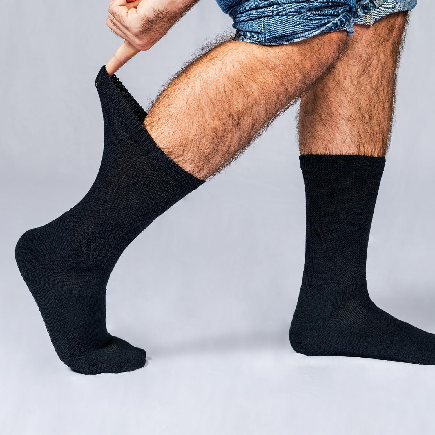 Doctors Choice Diabetic Socks for Men, Seamless Socks with Non Binding Top, 4 Pairs, Large 9-12  X-Large 13-15