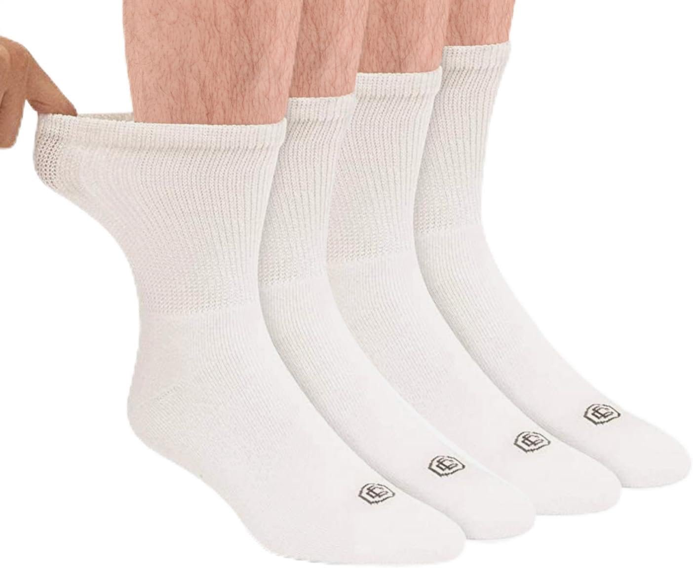 Doctors Choice Diabetic Socks for Men, Seamless Socks with Non Binding Top, 4 Pairs, Large 9-12  X-Large 13-15