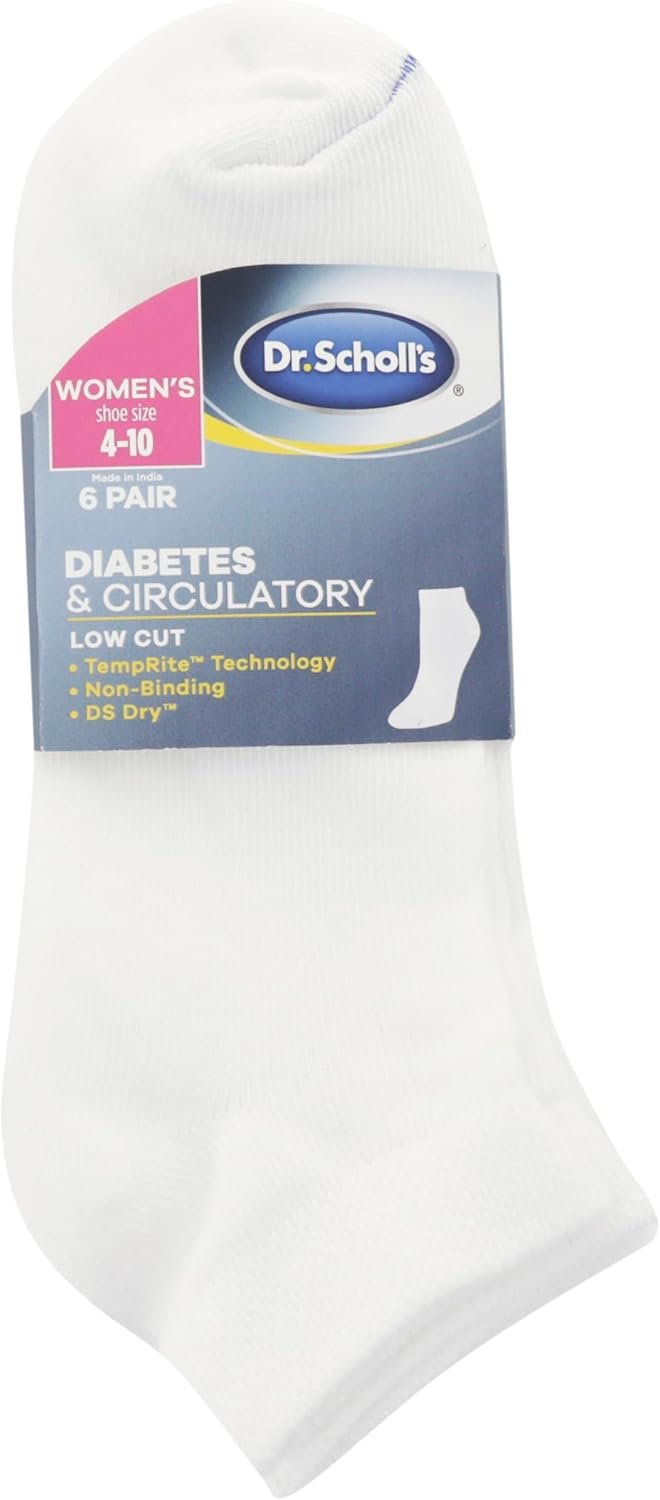 Dr. Scholls Womens Diabetes  Circulator Socks-4  6 Pair Packs-Non-Binding Moisture Management