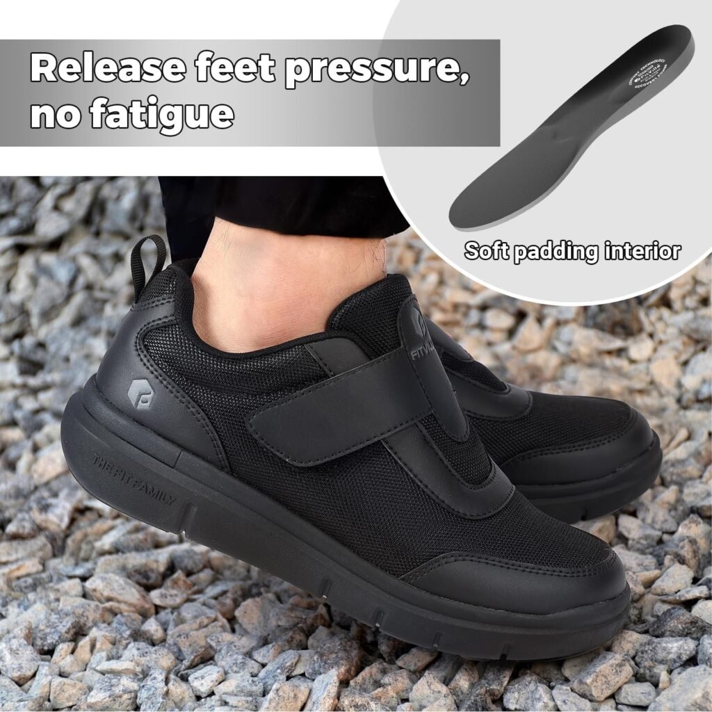 FitVille Diabetic Shoes for Men Extra Wide Width, Swollen Feet Shoes for Neuropathy Walking Shoes for Diabetics Pain Relief