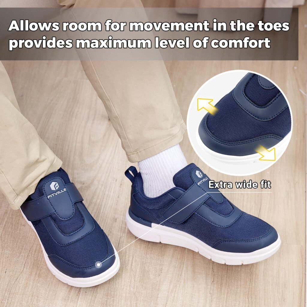 FitVille Diabetic Shoes for Men Extra Wide Width, Swollen Feet Shoes for Neuropathy Walking Shoes for Diabetics Pain Relief