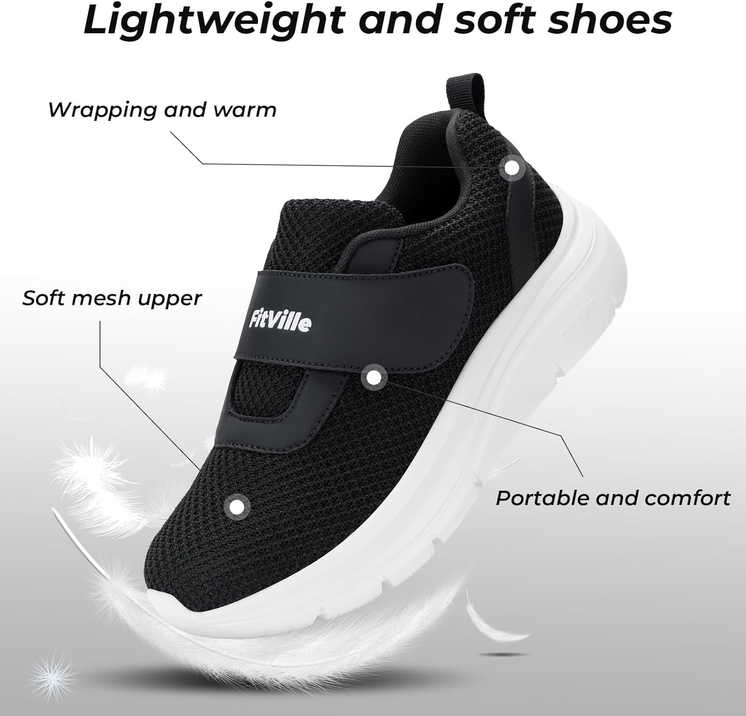 FitVille Diabetic Shoes for Women Slip on Walking Shoes for Swollen Feet Women with Adjustable Strap Wide Sneakers for Women Lightweight Mesh Wide Width Shoes for Women