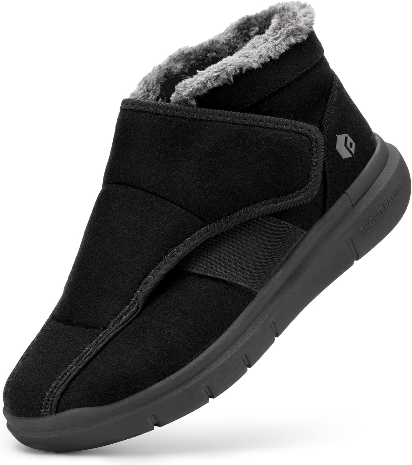 Fitville Diabetic Shoes for Women Wide Width Warm Slip-on Swollen Feet Shoes Boots Lightweight Adjustable Closure Walking Shoes for Elderly Foot Pain Relief Neuropathy