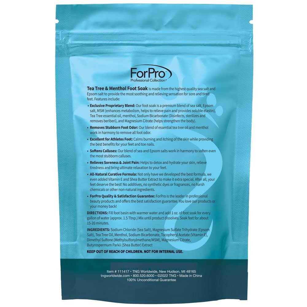 ForPro Professional Collection Tea Tree Oil  Menthol Foot Soak with Sea  Epsom Salt for Toenail Athletes Foot, Stubborn Foot Odor Scent, Softens Calluses  Soothes Sore Tired Feet -Pack of 3 16oz.