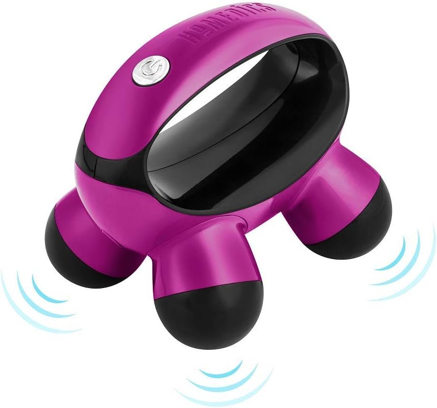 Homedics, Quatro Mini Hand-Held Massager with Hand Grip, Battery Operated Vibration Massage, 4 Massage Nodes, Powered by 2 AAA Batteries (Included), Assorted Colors