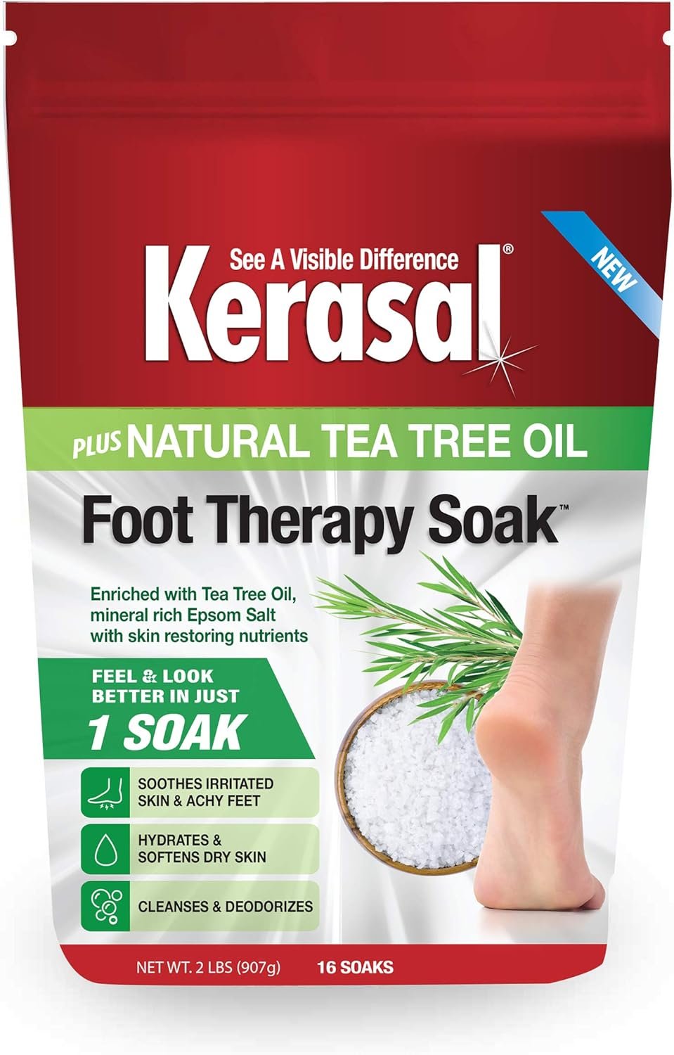 Kerasal Foot Therapy Soak, Foot Soak for Achy, Tired and Dry Feet, 2 lbs and Kerasal Nighttime Intensive Repair Foot Masks, Foot Mask for Cracked Heels and Dry Feet, Two Pairs