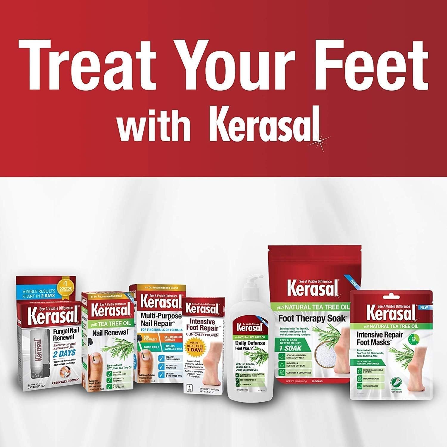 Kerasal Foot Therapy Soak, Foot Soak for Achy, Tired and Dry Feet, 2 lbs and Kerasal Nighttime Intensive Repair Foot Masks, Foot Mask for Cracked Heels and Dry Feet, Two Pairs
