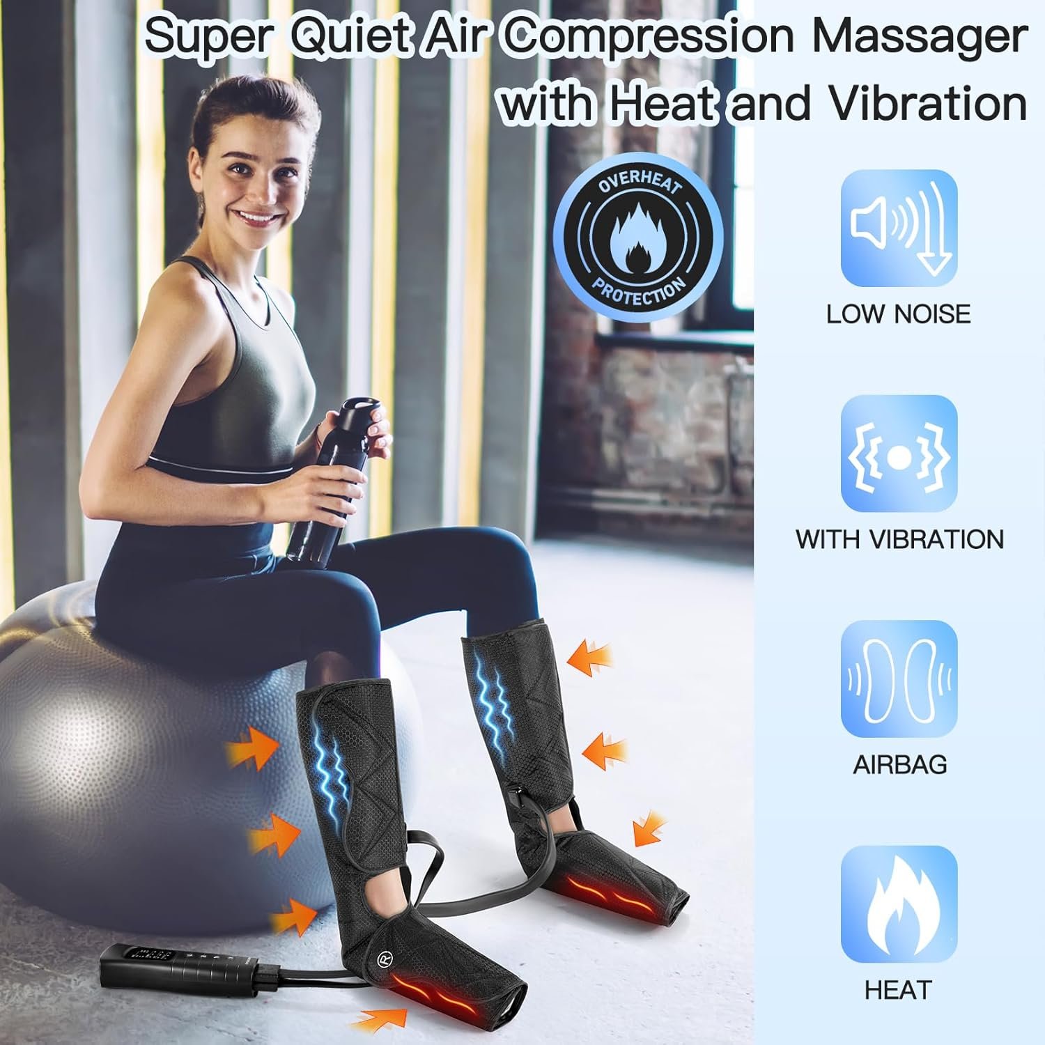 Leg Massager with Heat and Air Compression for Circulation, Leg Compression Massager for Muscle Relaxation, Foot and Calf Massager 6 Modes 3 Intensities - Birthday Holiday Christmas Gifts