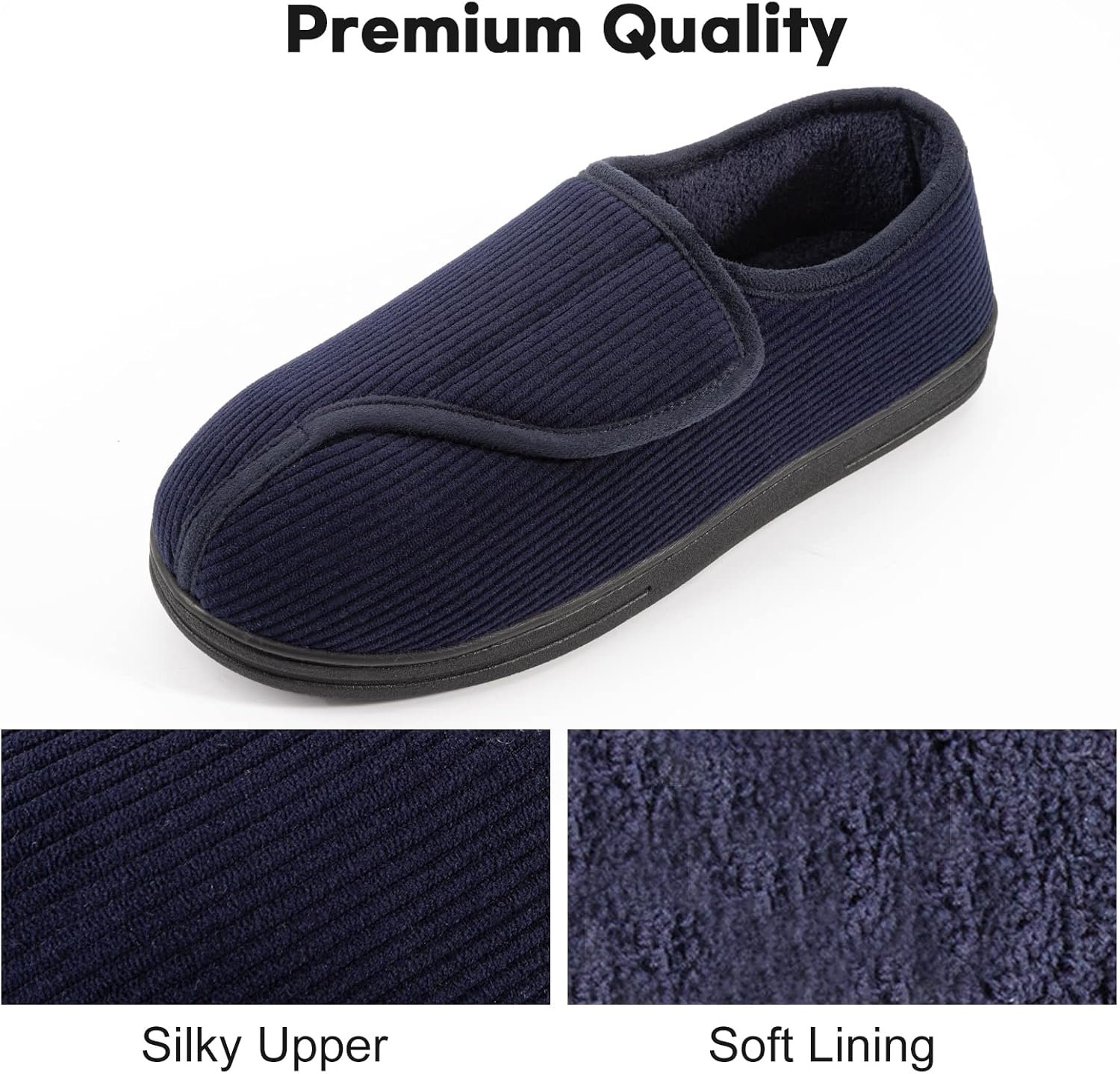 LongBay Mens Memory Foam Diabetic Slippers Comfy Warm Plush Fleece Arthritis Edema Swollen House Shoes