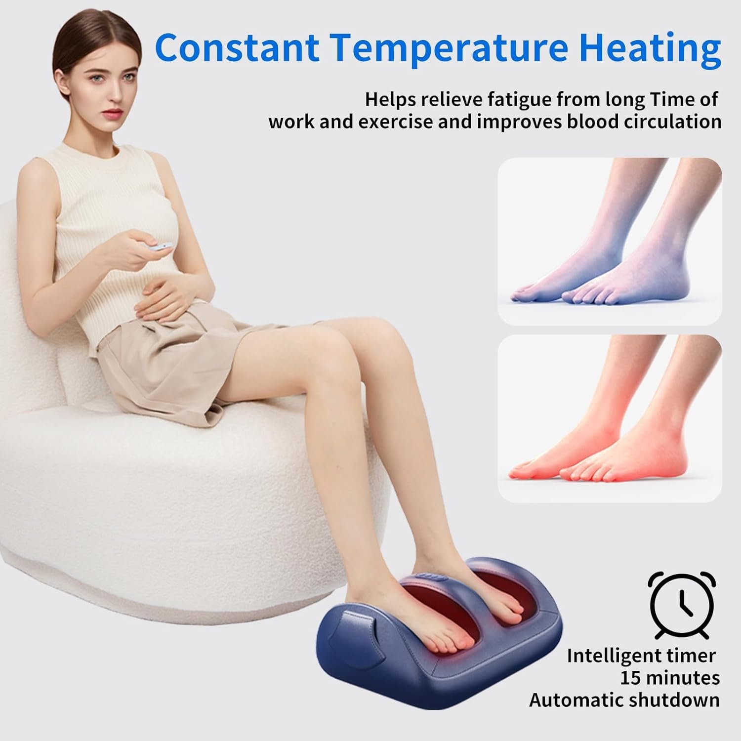 Shiatsu Foot Massager Electric Foot and Calf Massager with Heat and Deep Tissue Kneading for Pain Relief, Deep Rolling Massage, Promotes Blood Circulation, Gifts for WomenMen