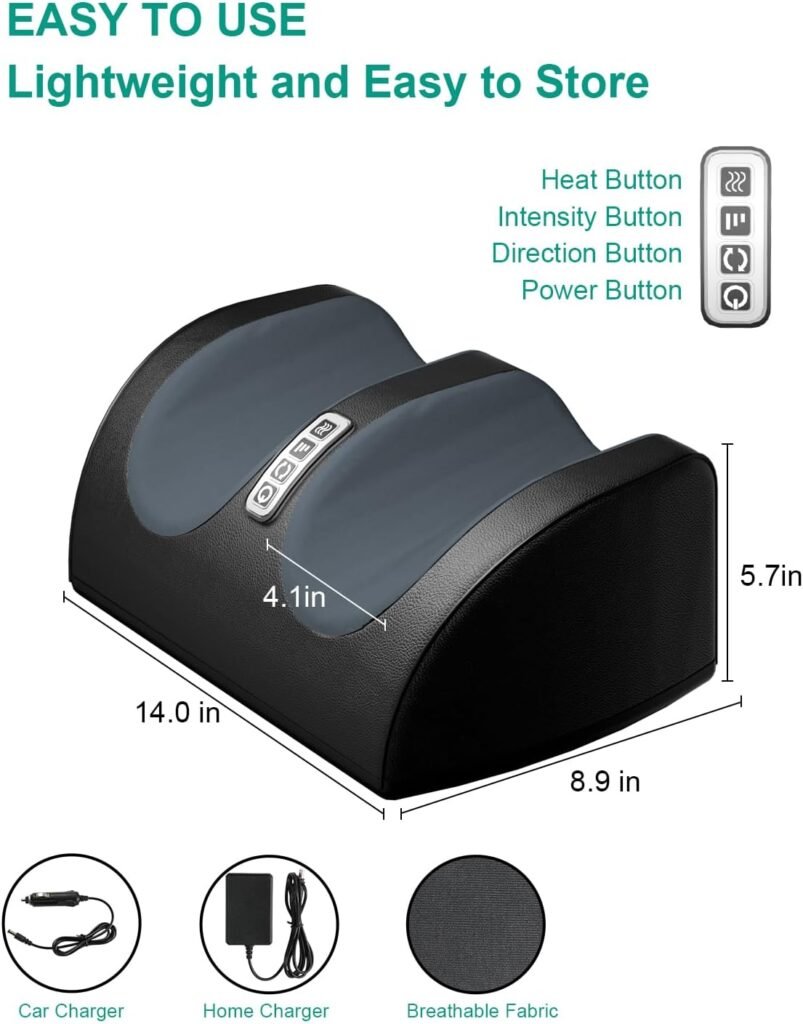 Shiatsu Foot Massager Machine with Heat, Foot and Calf Massager with Massage Roller, Deep Tissue Massager for Foot Massage and Calf Massage, Gifts for Mom  Dad