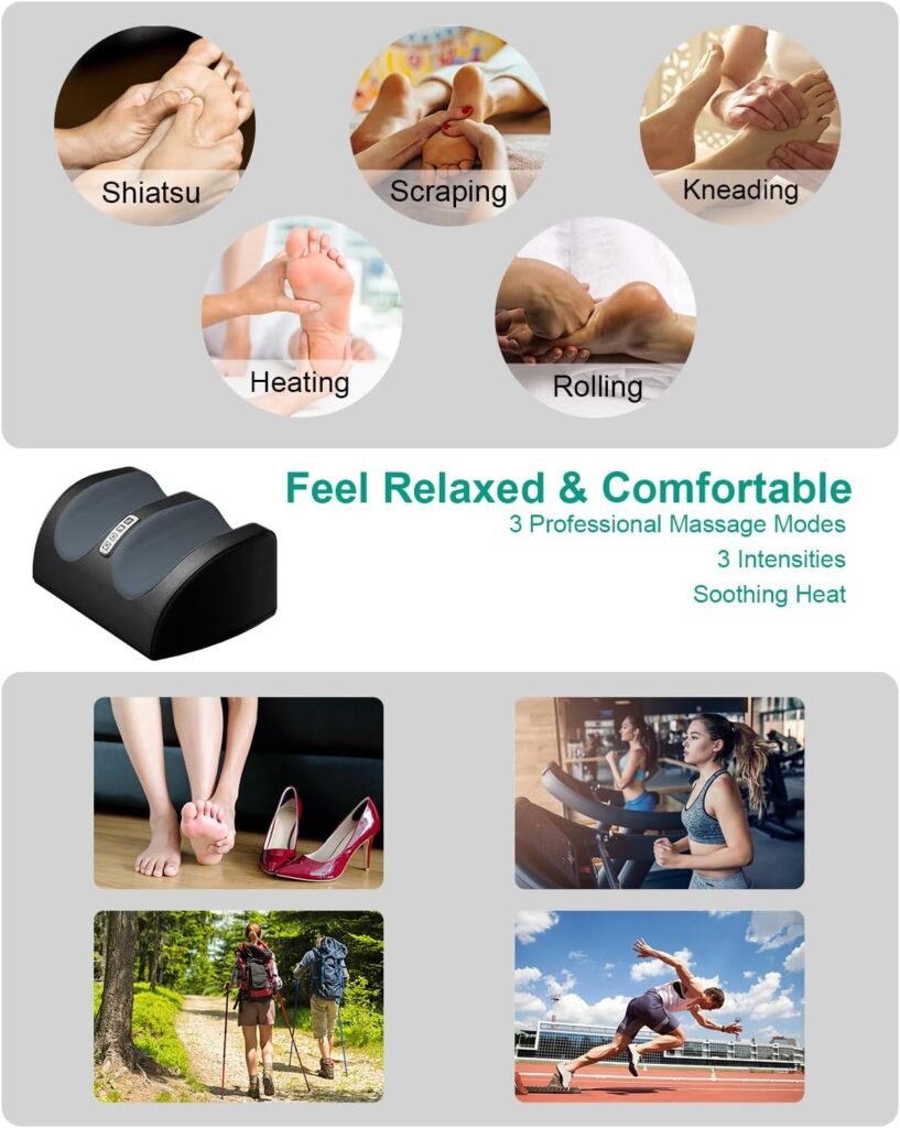 Shiatsu Foot Massager Machine with Heat, Foot and Calf Massager with Massage Roller, Deep Tissue Massager for Foot Massage and Calf Massage, Gifts for Mom  Dad