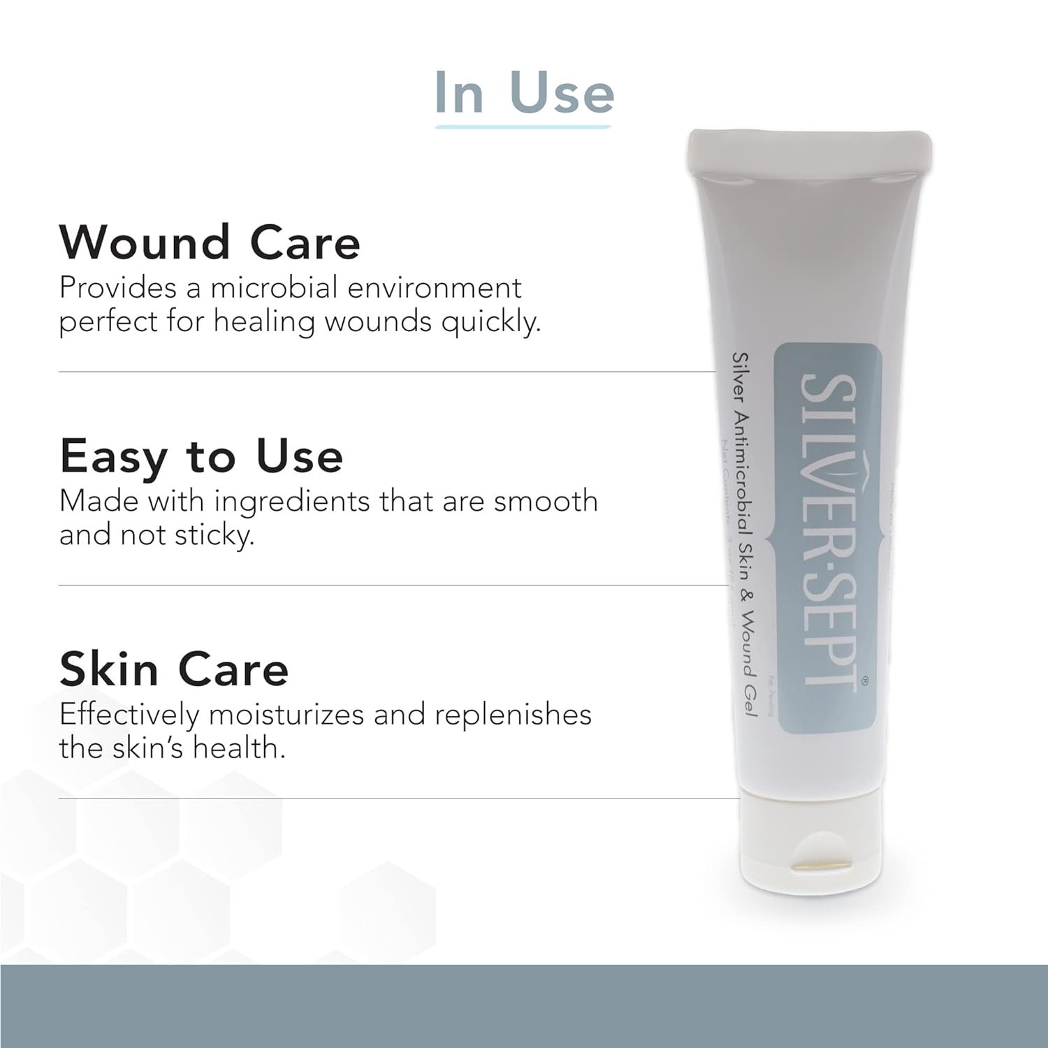 Silver Skin and Wound Gel, 3 oz. Tube for Foot and Leg Ulcer Treatment, 1st and 2nd Degree Burn Care
