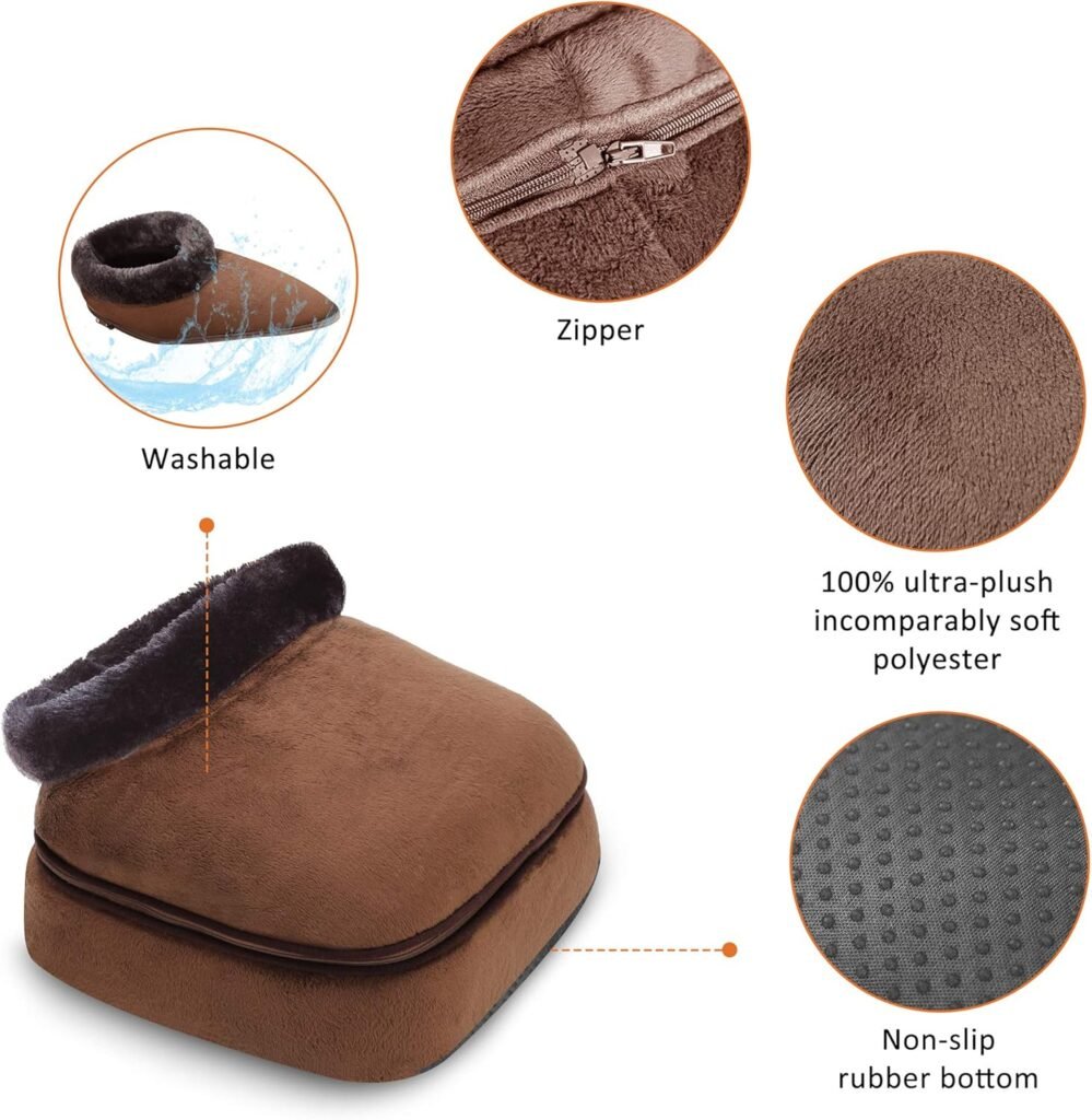 Snailax Foot Massager with Heat, 2-in-1 Shiatsu Gentle Foot and Back Massager Machine with 3 Adjustable Heating Levels, Foot Warmer Under Desk, Pain, Gifts for Women,Men