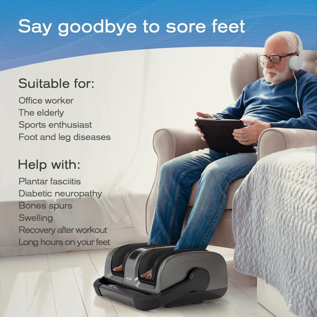 TISSCARE Shiatsu Foot Massager with Heat: Foot Massager for Plantar Fasciitis, Neuropathy, Circulation and Pain Relief for Foot Calf Ankle Leg with Deep Kneading Christmas Gifts for Women and Men