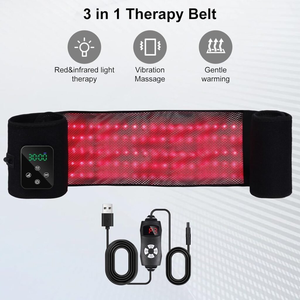 Zupora Cordless Back Massager Belt with Magnetic Controller,Red Light Therapy Massage Belt,Lower Back Massager for Pain Relief Christmas Gift for Parents Friends Yourself