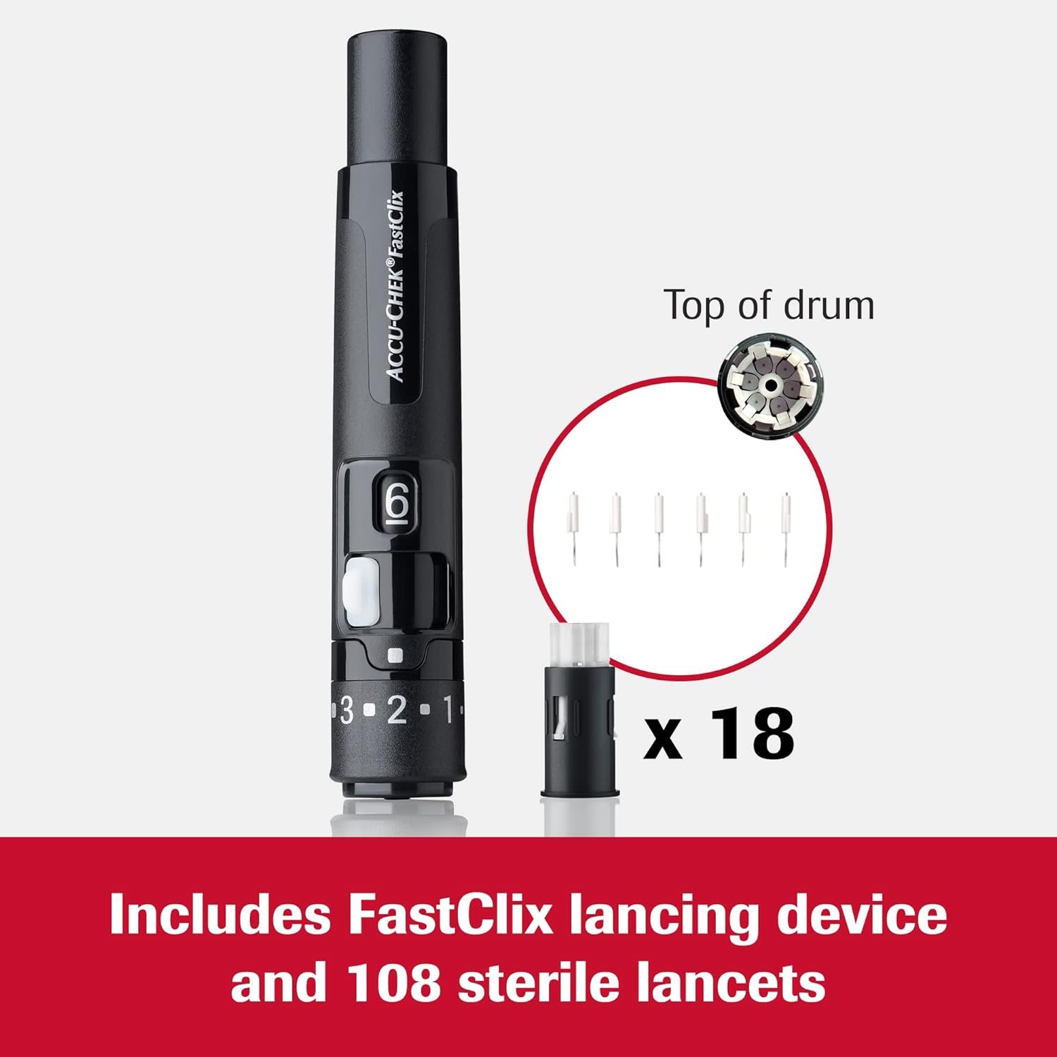 Accu-Chek FastClix Glucose Monitor Kit for Diabetic Blood Sugar Testing: Guide Me Meter, FastClix Lancing Device  108 Lancets, 100 Guide Test Strips, and Control Solution (Packaging May Vary)