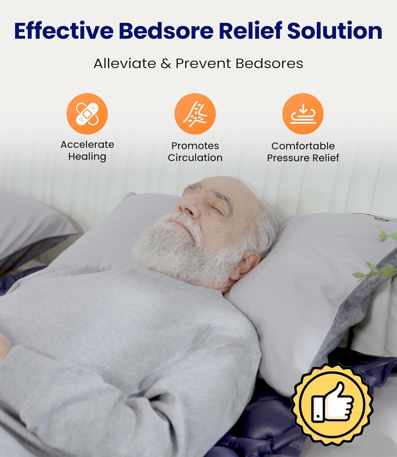 Alternating Air Pressure Mattress Pad, Bed Mattress Topper with Micro Air Holes  Sleep Mode, Waterproof Pressure Relief Ulcer Cushion Pad for Hospital Beds and Home Use, S34