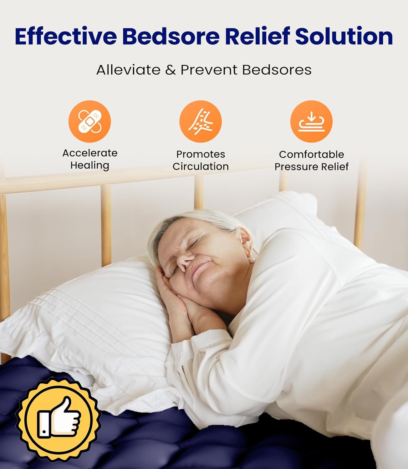 Alternating Air Pressure Mattress Pad, Bed Sore Prevention Solution Mattress Topper with 6-Setting Pump, Waterproof Pressure Ulcer Cushion Pad for Hospital Beds and Home (S11VA, Beige)