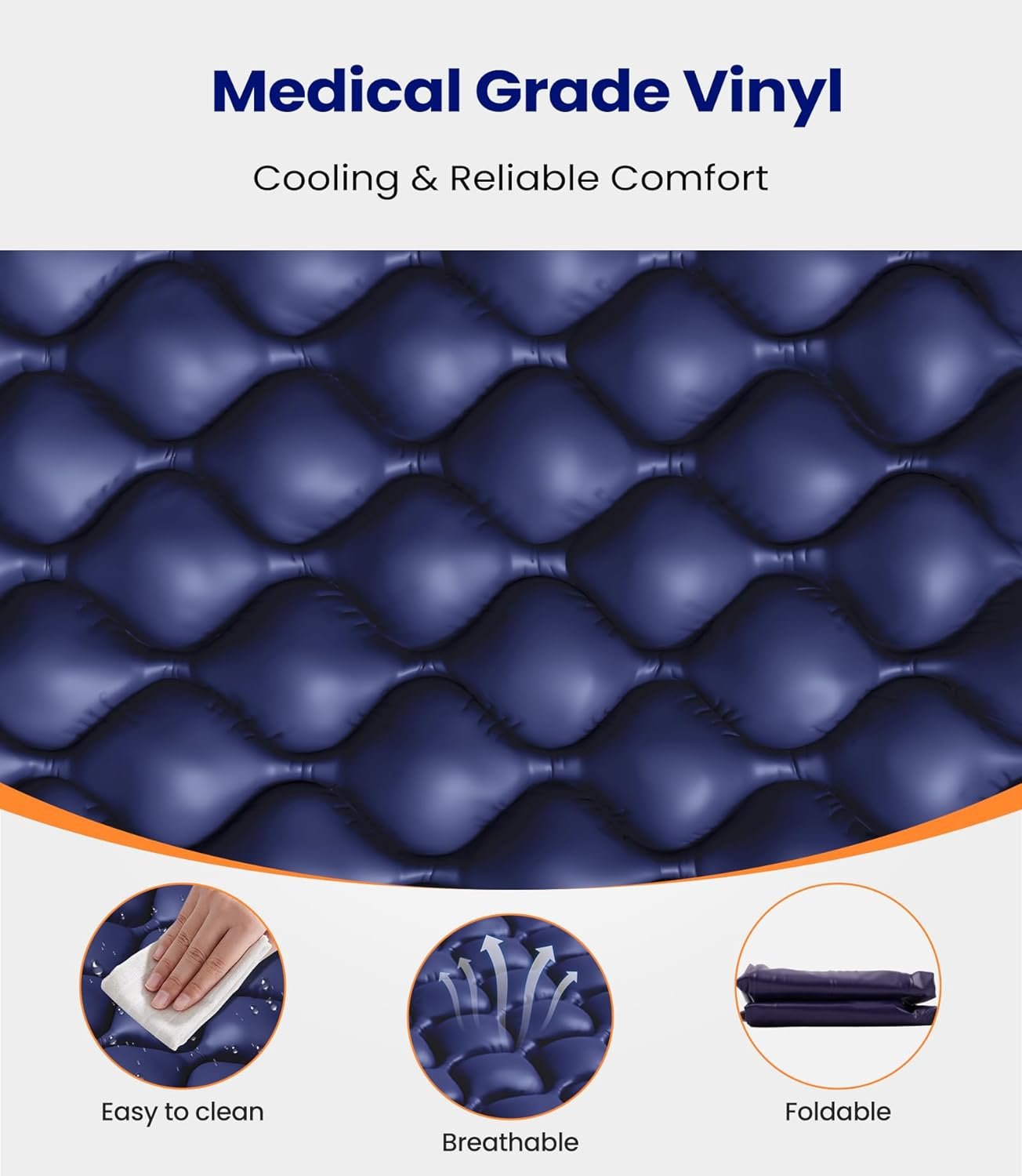 Alternating Air Pressure Mattress Pad, Bed Sore Prevention Solution Mattress Topper with 6-Setting Pump, Waterproof Pressure Ulcer Cushion Pad for Hospital Beds and Home (S11VA, Beige)