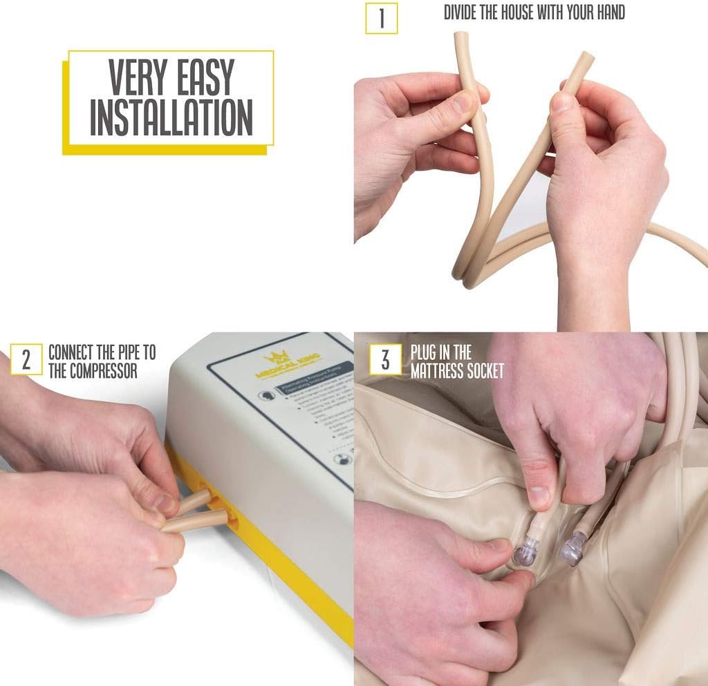 Alternating Pressure Pad For Hospital Bed Or Home Bed, Includes Electric Quiet Air Pump -Low Air Loss Mattress - Inflatable Comfortable Pads - Prevents  Treat Pressure Wounds, Sore, Ulcer
