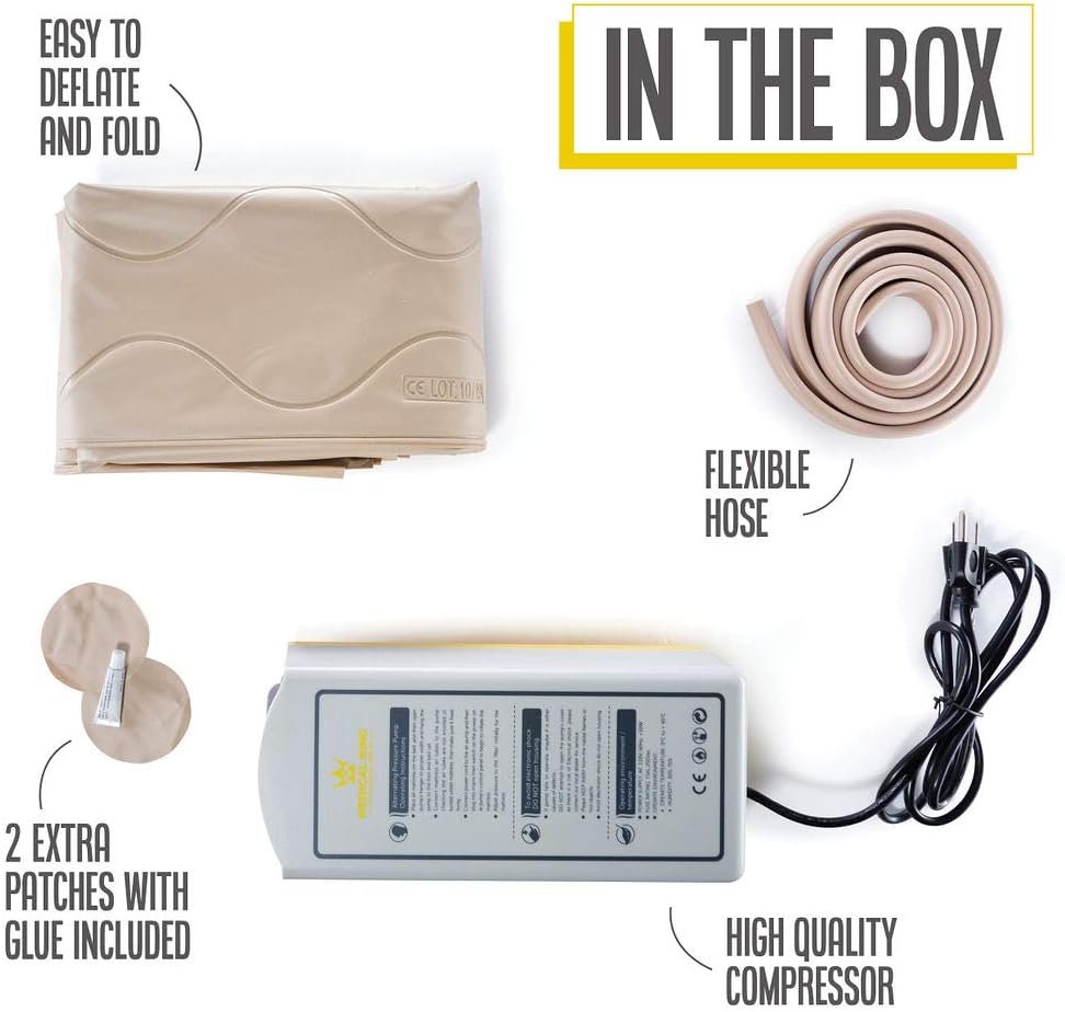 Alternating Pressure Pad For Hospital Bed Or Home Bed, Includes Electric Quiet Air Pump -Low Air Loss Mattress - Inflatable Comfortable Pads - Prevents  Treat Pressure Wounds, Sore, Ulcer