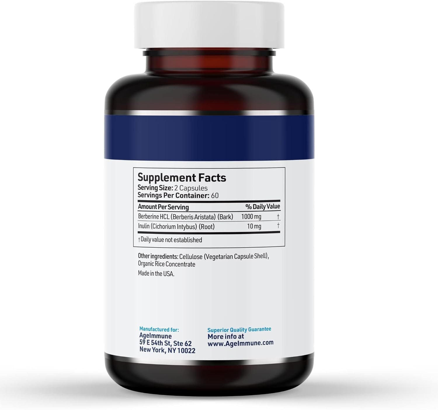 Berberine 1000mg Supplement Complex with Inulin Prebiotic - Berberine 500mg per Capsule - Doctor Formulated Supplements for High Absorption from a Doctor-Owned Brand.