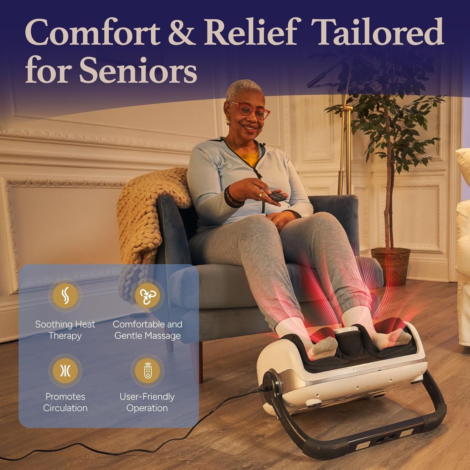 Cloud Massage Shiatsu Foot Massager with Heat, Office/Home Feet  Calf Massager for Plantar Fasciitis, Neuropathy, Circulation, Pain Relief, Remote Control, Gifts for Women/Men, FSA HSA Eligible