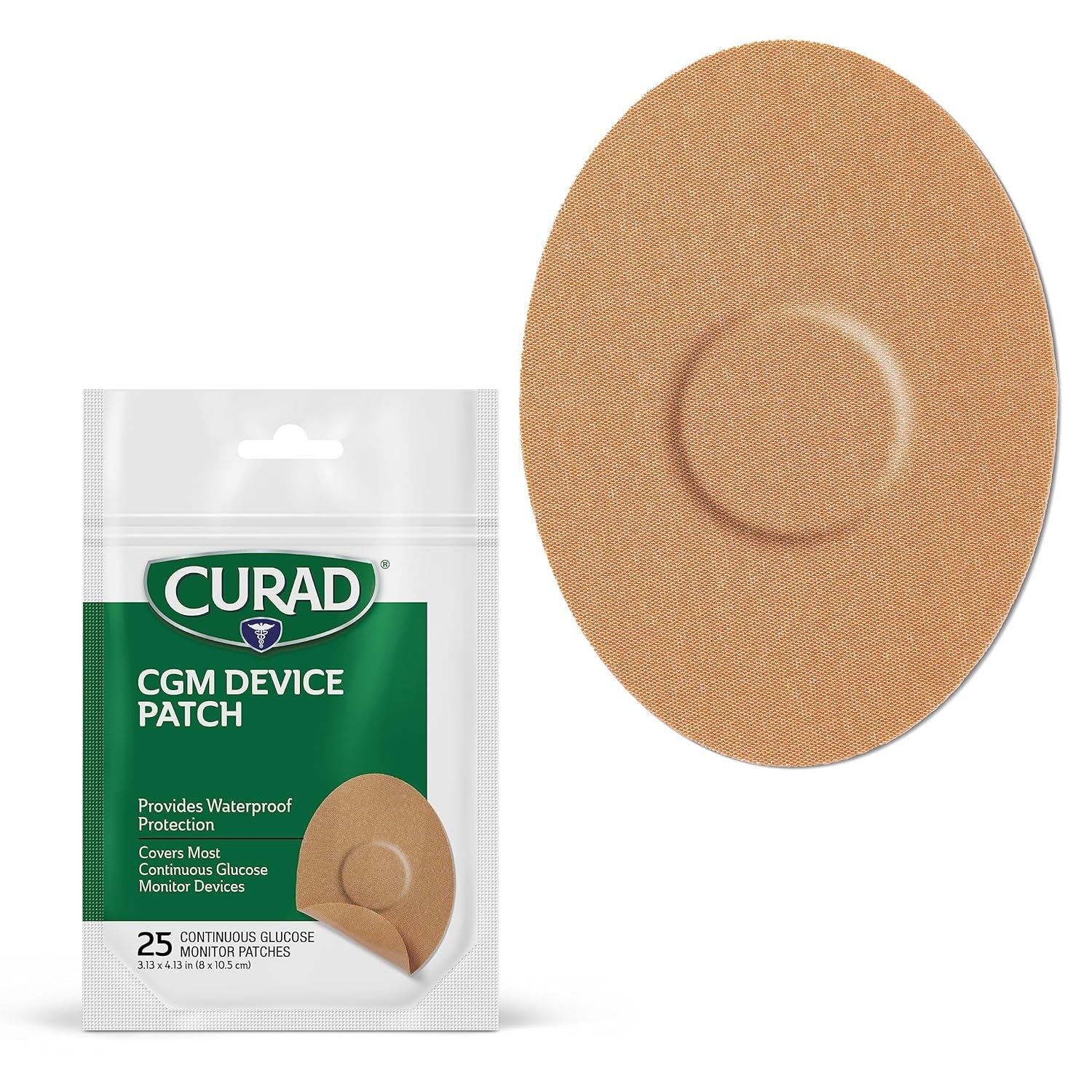Curad® Kendra Dandy CGM Patches (25-Count) | 3.13 x 4.13 Exclusive Continuous Glucose Monitor Patches | Waterproof and Easy-Peel Continuous Blood Glucose Monitor Patch for Consistent Application