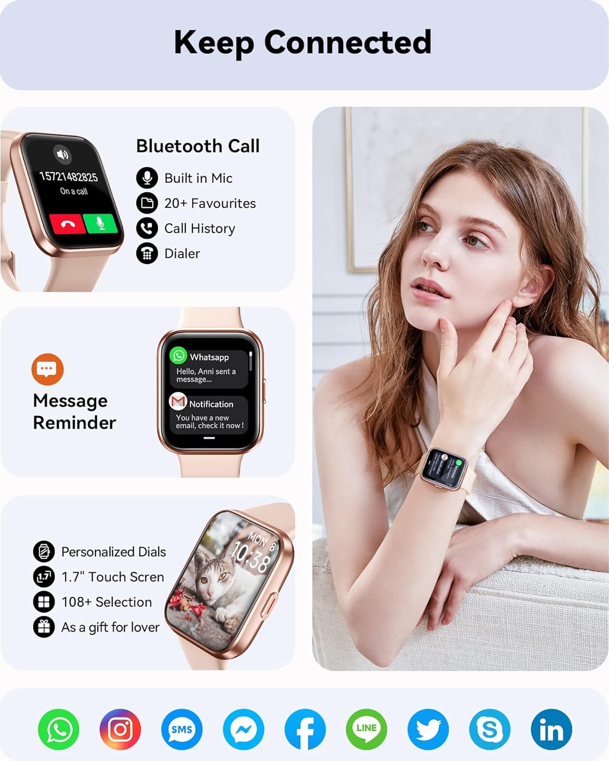 ENOMIR Smart Watch for Men Women(Answer/Make Call), Alexa Built-in,Fitness with Heart Rate SpO2 Sleep Monitor 100 Sports 5ATM Waterproof Activity Trackers and Smartwatches iOSAndroid Phones