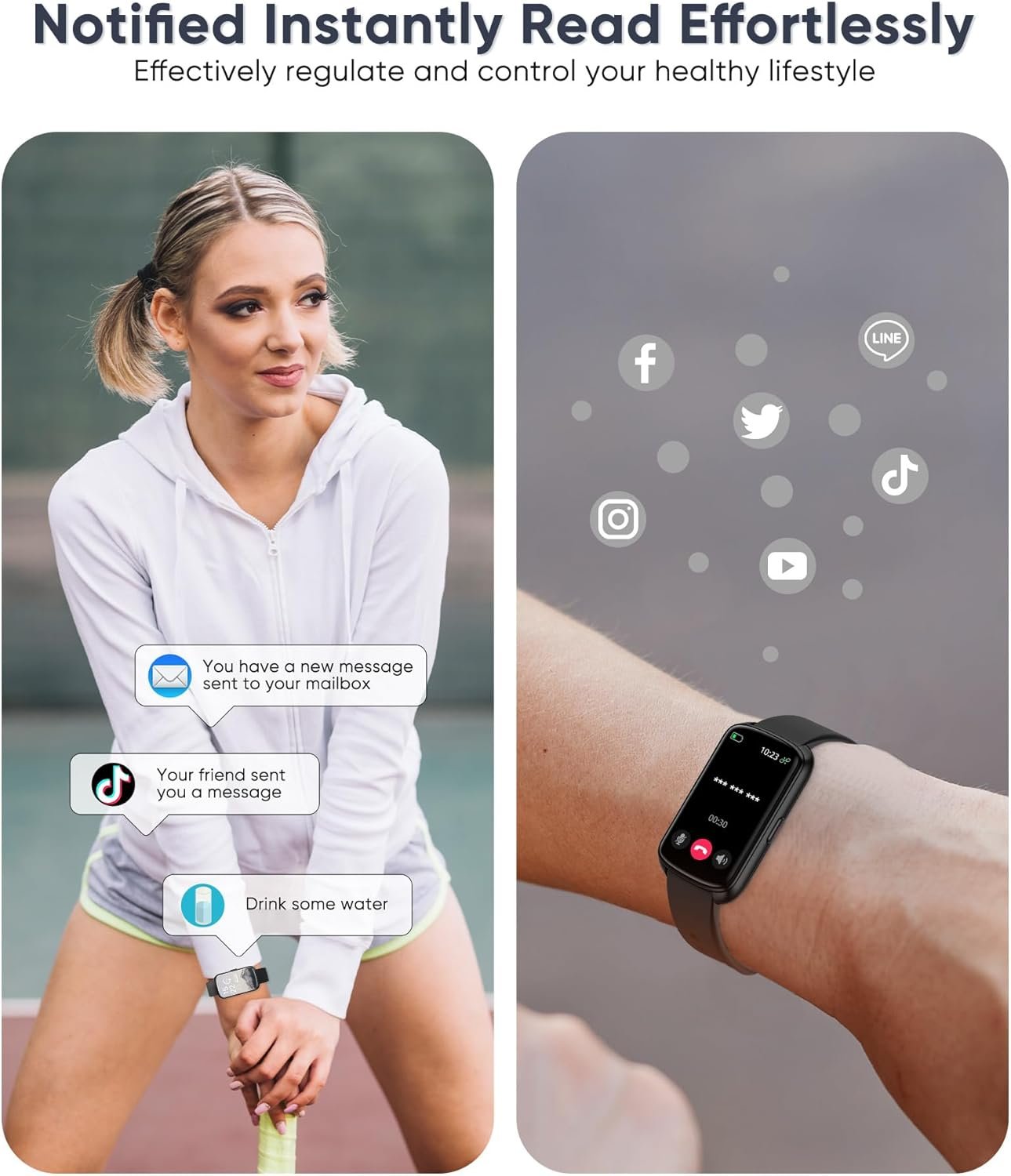 Fitness Tracker, 1.47 Health Smart Watch with 24/7 Heart Rate,Blood Pressure,Blood Oxygen Monitor,Sleep Tracker,Pedometer, IP68 Waterproof Activity Trackers Compatible with AndroidiPhone Women Men