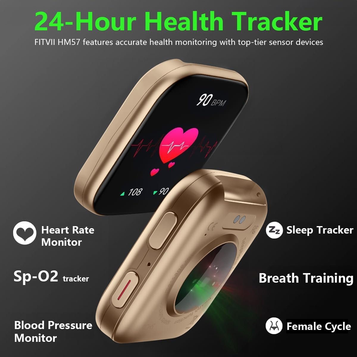 FITVII Health  Fitness Tracker (Answer/Make Calls), Smart Watch with 24/7 Heart Rate and Blood Pressure, Sleep Tracking, Blood Oxygen Monitor, 120+ Sport Mode Activity Tracker for Women Men