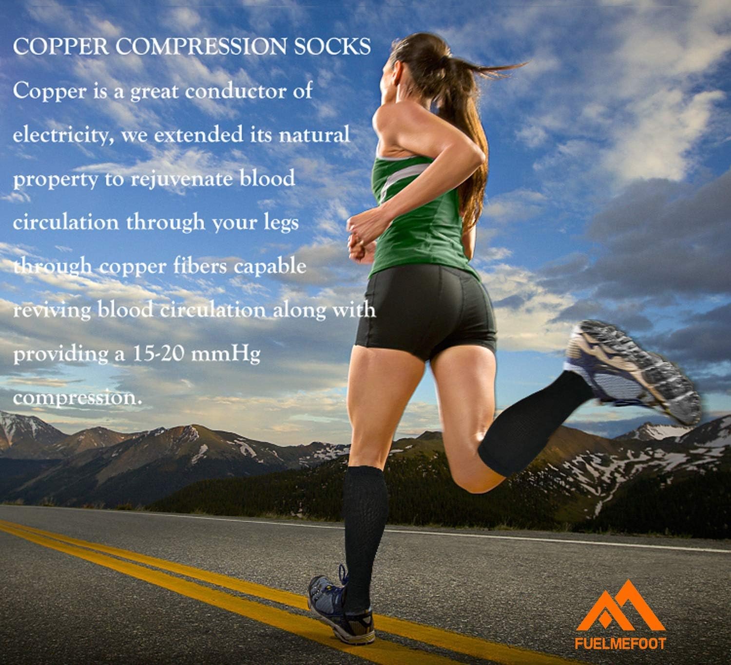 FuelMeFoot 3 Pack Copper Compression Socks - Compression Socks Women  Men Circulation - Best for Medical,Running,Athletic