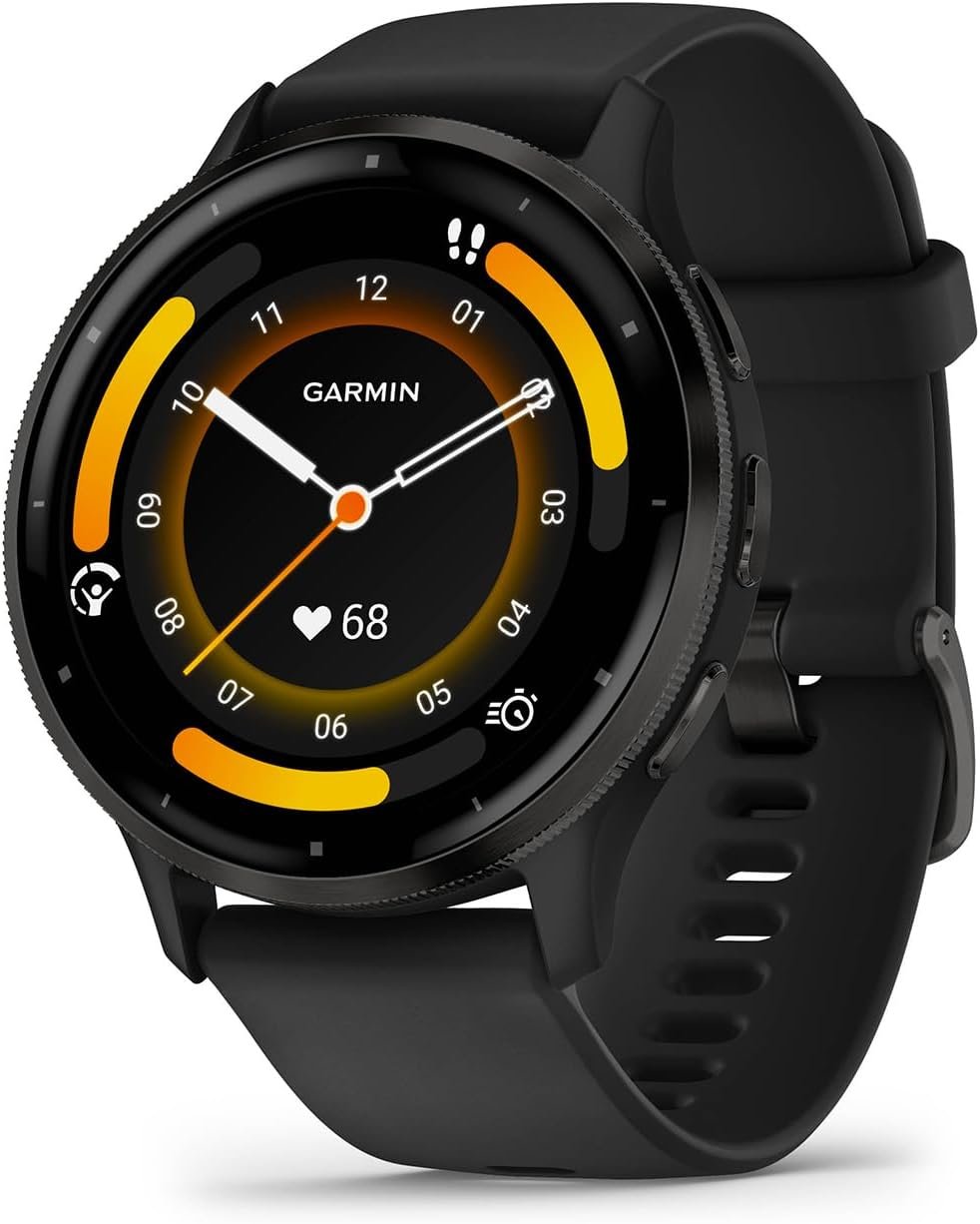 Garmin Venu 3S Slate Stainless Steel Bezel 1.2-Inch AMOLED Touchscreen Display Smart Watch with 41mm Pebble Gray Case and Silicone Band