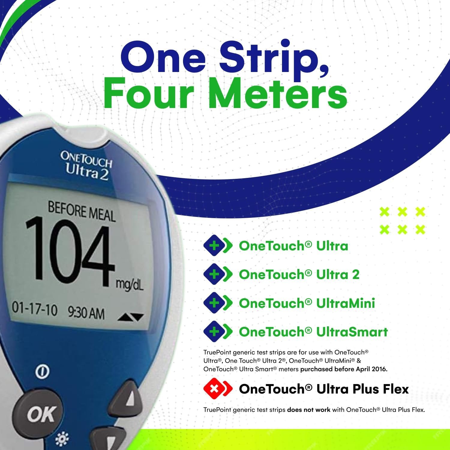 Generic Glucose Test Strips for OneTouch Ultra, Ultra2, UltraMini and UltraSmart Meters Purchased Before 2016 - 50 Count