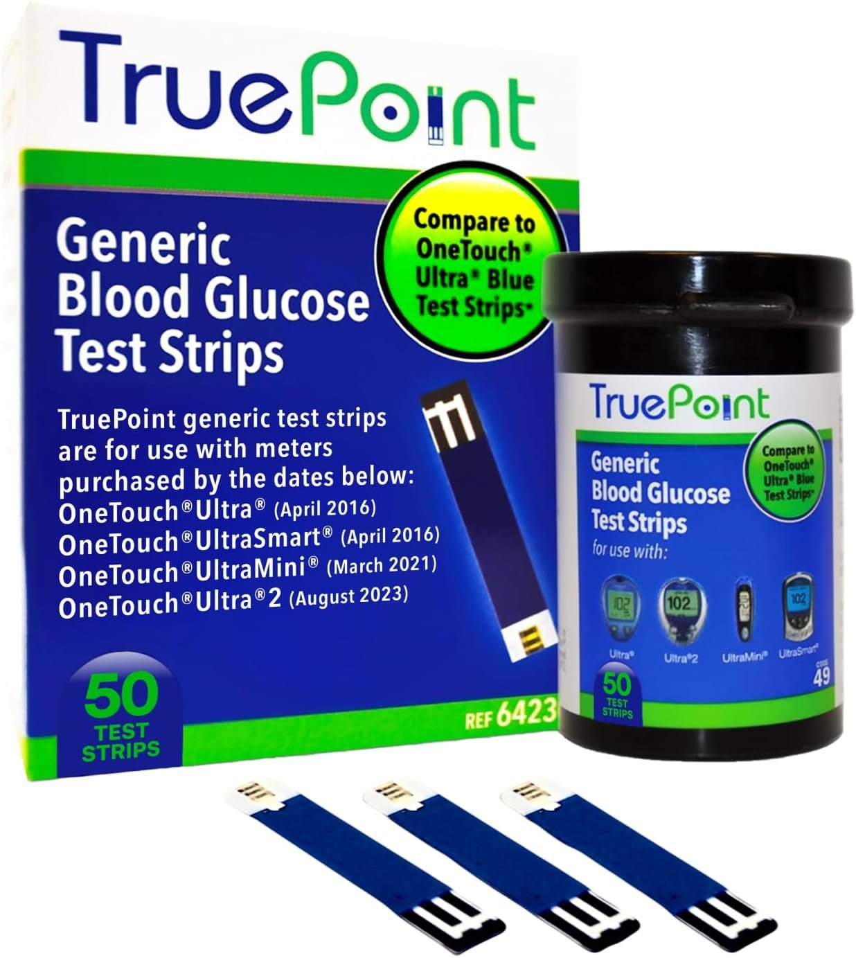 Generic Glucose Test Strips for OneTouch Ultra, Ultra2, UltraMini and UltraSmart Meters Purchased Before 2016 - 50 Count