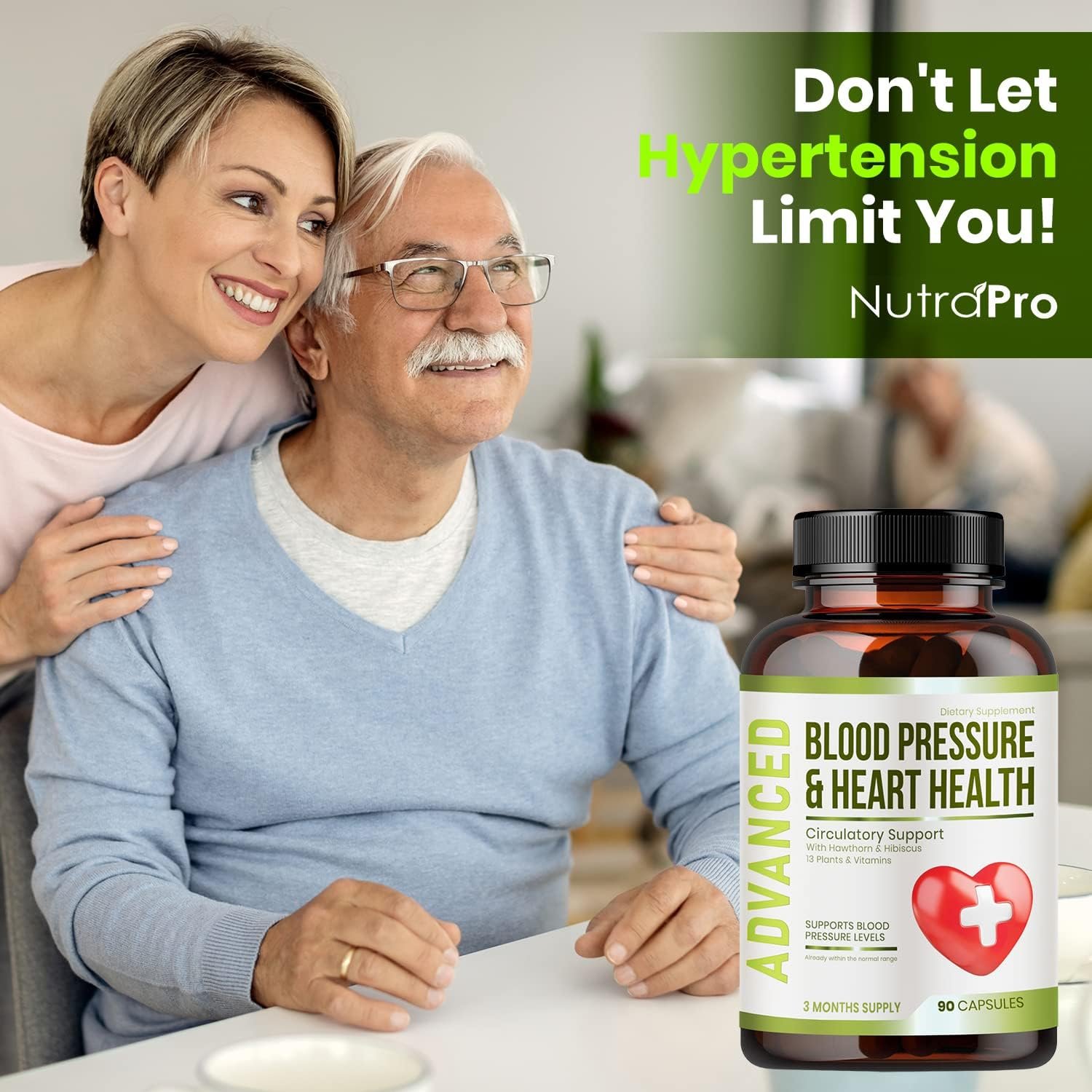 Heart Health Blood Pressure Support Supplement - Support Blood Pressure  Healthy Circularity Naturally with Hawthorn Berry  Hibiscus.Vitamins Pills for Healthy Hypertension (BP)  Healthy Heart.