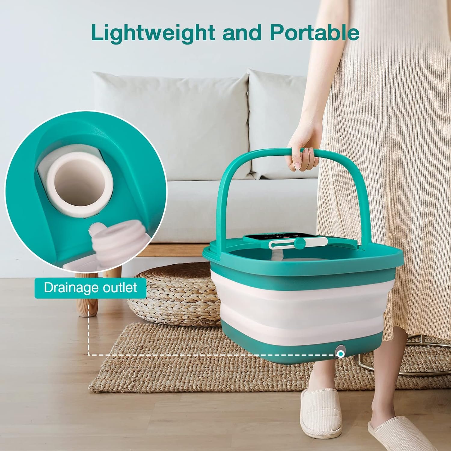 HOSPAN Collapsible Foot Spa with Heat, Bubble, Red Light, and Temperature Control, Foot Bath Massager with 8 Shiatsu Massage Rollers, Pedicure Foot Spa for Relaxation and Stress Relief, Black