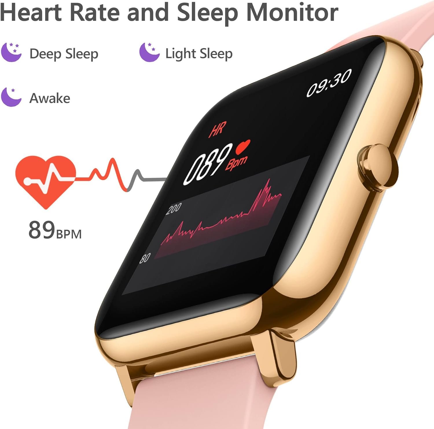 KALINCO Smart Watch, Fitness Tracker with Heart Rate Monitor, Blood Pressure, Blood Oxygen Tracking, 1.4 Inch Touch Screen Smartwatch Fitness Watch for Women Men Compatible with iOS Android