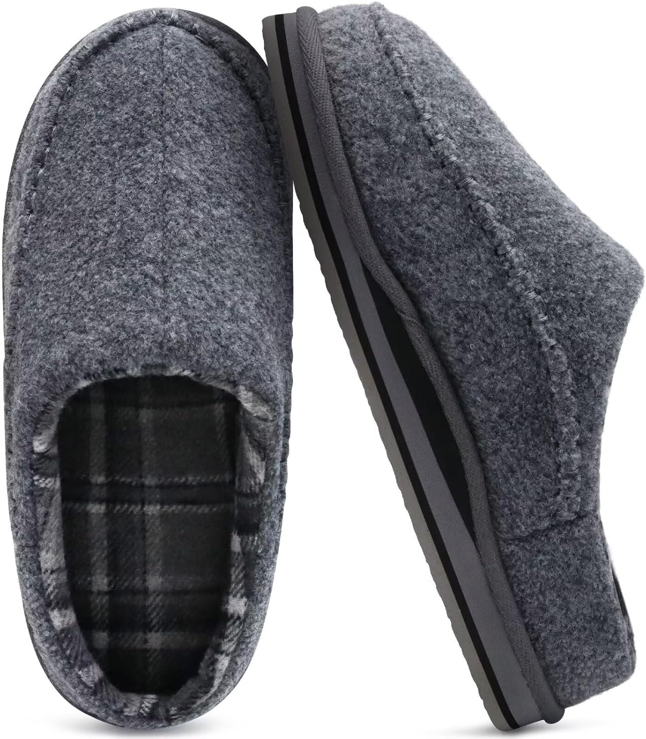 KuaiLu Mens Clog Slippers with Arch Support Suede Faux Fur Memory Foam Warm House Shoes Comfortable Slip-on Mans Bedroom Indoor Outdoor Slippers Rubber Sole Size 7-16