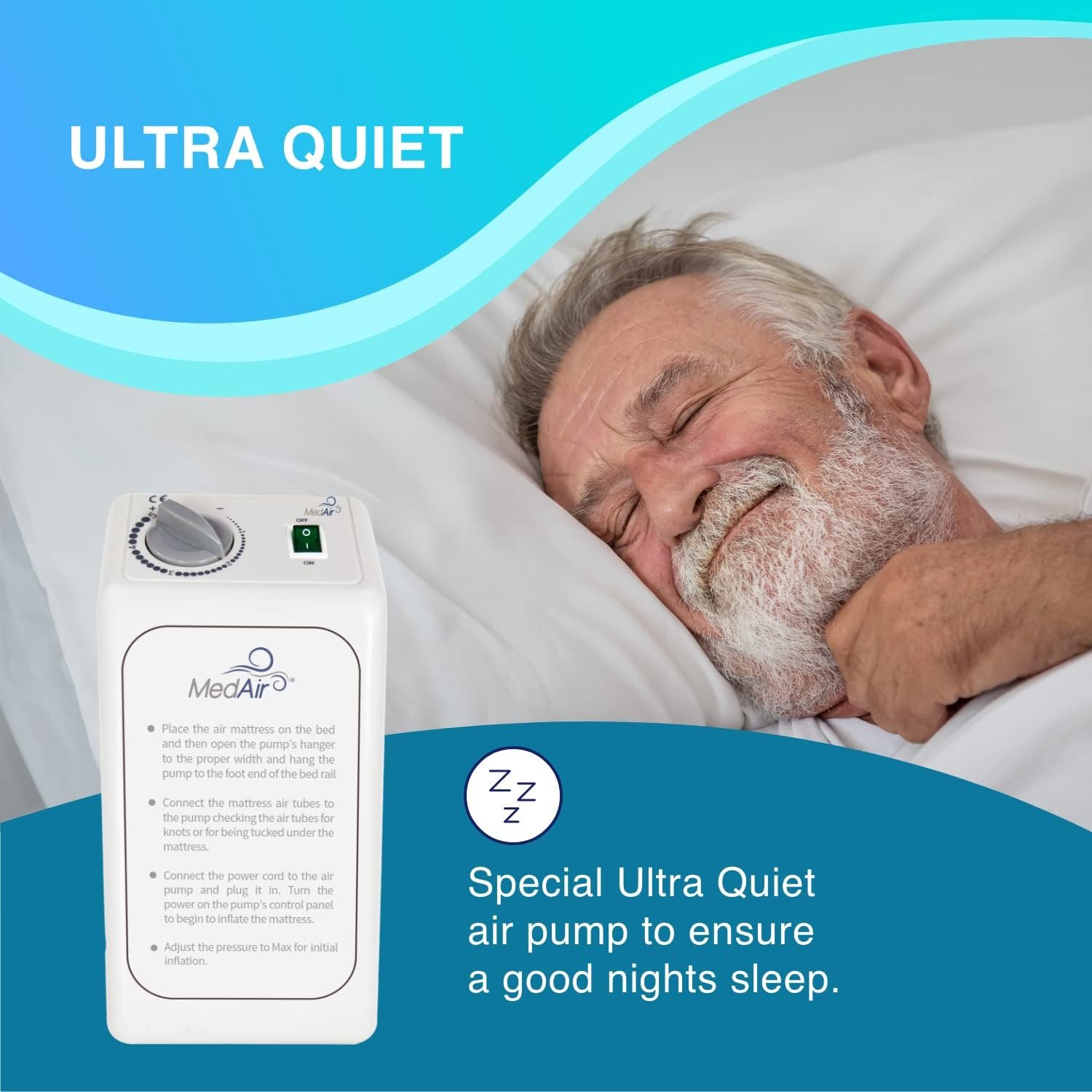 MedVance Comfort Alternating Air Pressure Mattress Pad with Ultra Quiet Alternating Pump (Mattress  Pump only) | Pressure Sore/Ulcer Prevention and Relief | Use on Medical, Hospital, or Standard Bed