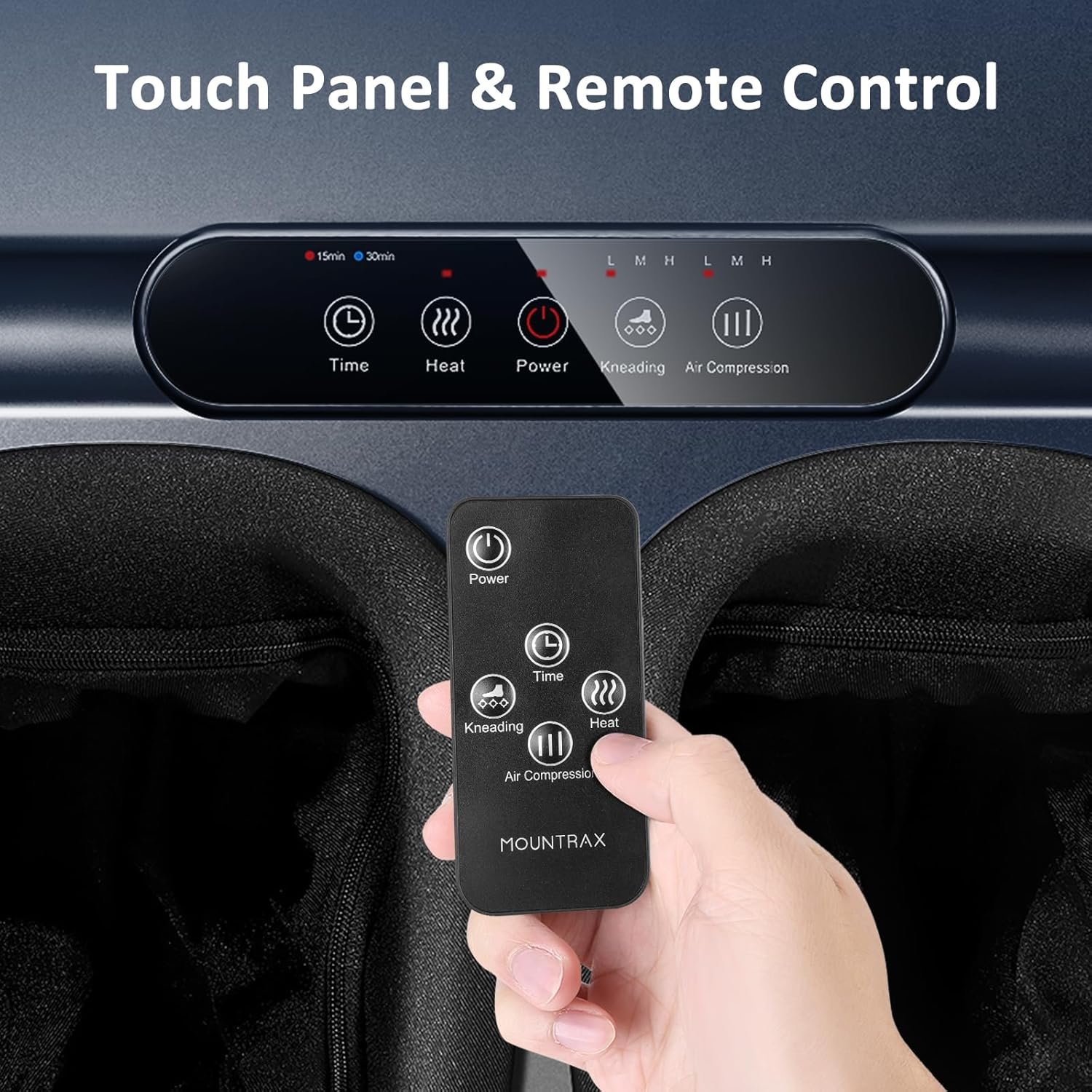 MOUNTRAX Foot Massager Machine with Heat, Gifts for Women Men, Shiatsu Foot Massager with Remote Control, Deep Kneading and Soothing Heat, Fits Feet Up to Men Size 12 (Black)