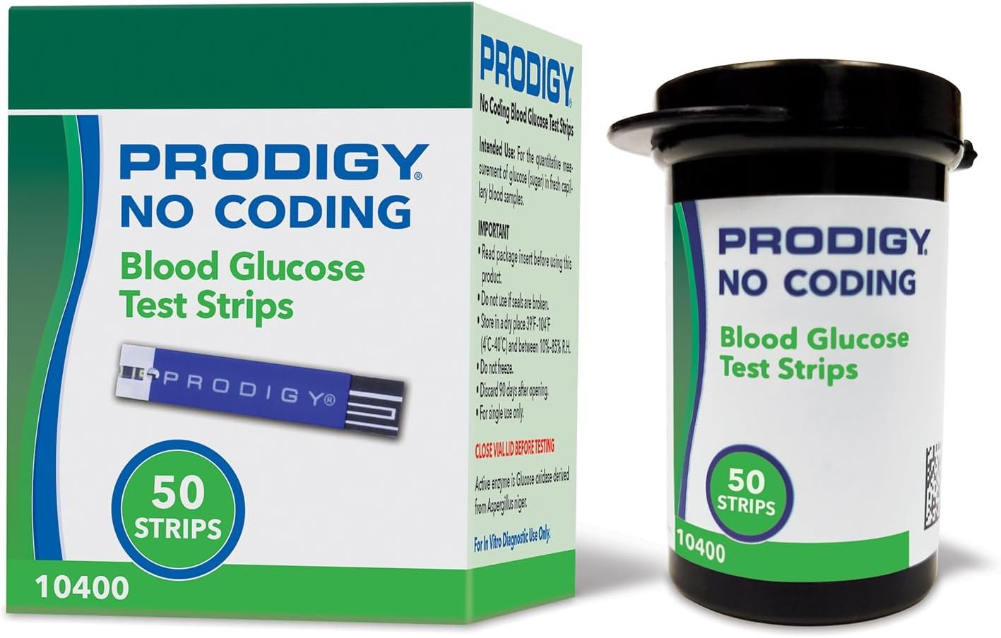 PRODIGY No Coding Blood Glucose Test Strips, Box of 50 Strips