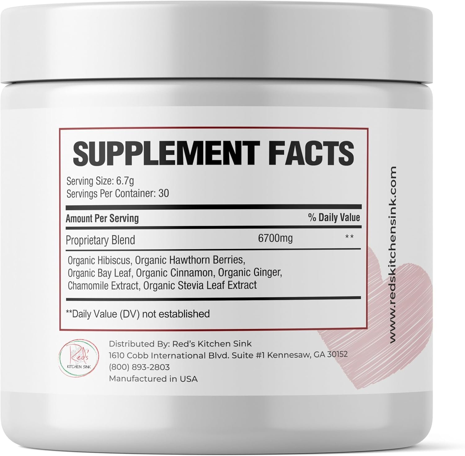 Reds Kitchen Sink Pressure Be Gone Supplement - Made with Hibiscus, Hawthorne Berry, Bay Leaf, Ginger  More