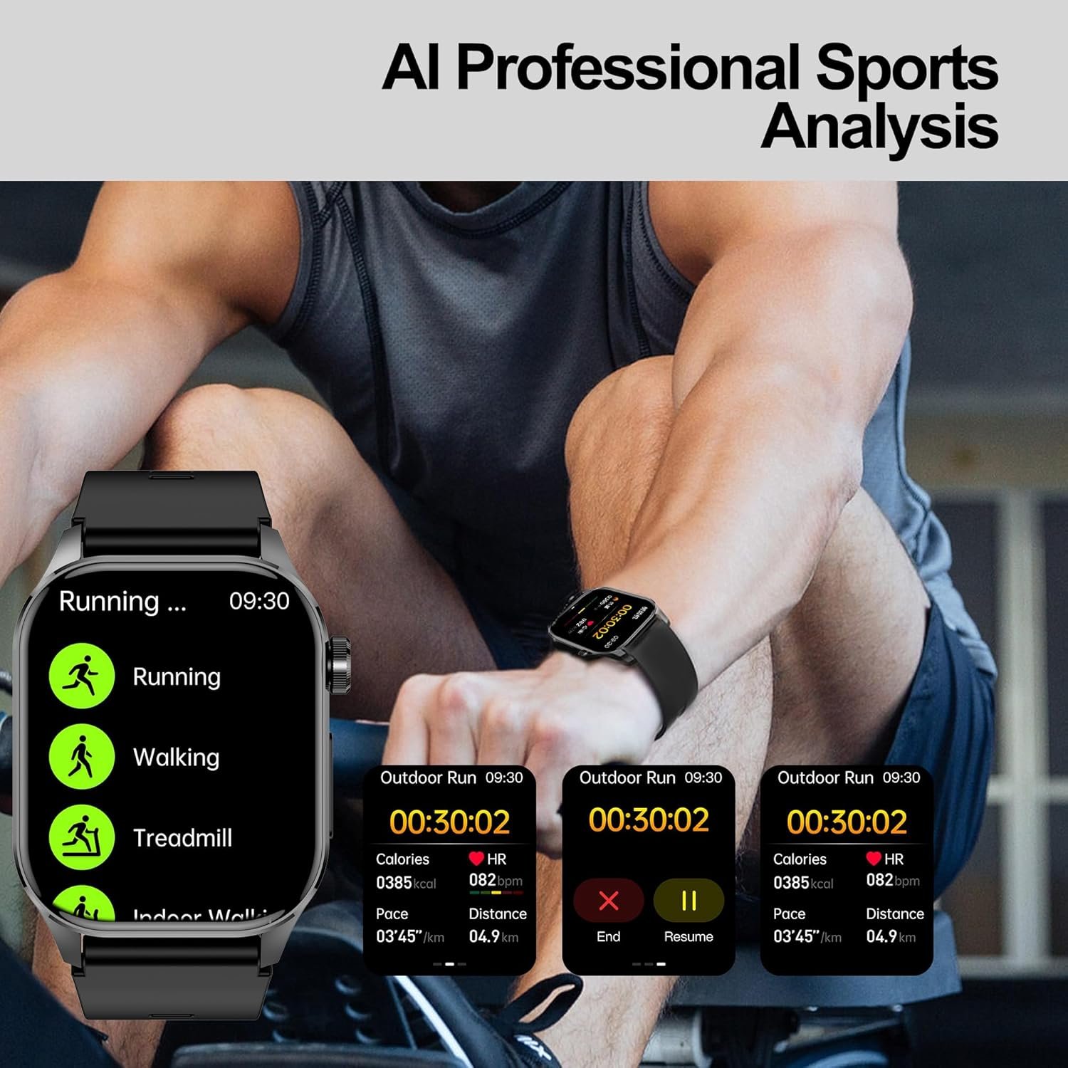Smart Watch for Men Women, 2.04 AMOLED Color Screen, 24/7 Heart Rate, Blood Oxygen, Blood Pressure, Sleep and Stress Health Monitor, Blood and Body Composition Insights, 150 Sports Modes (Black)