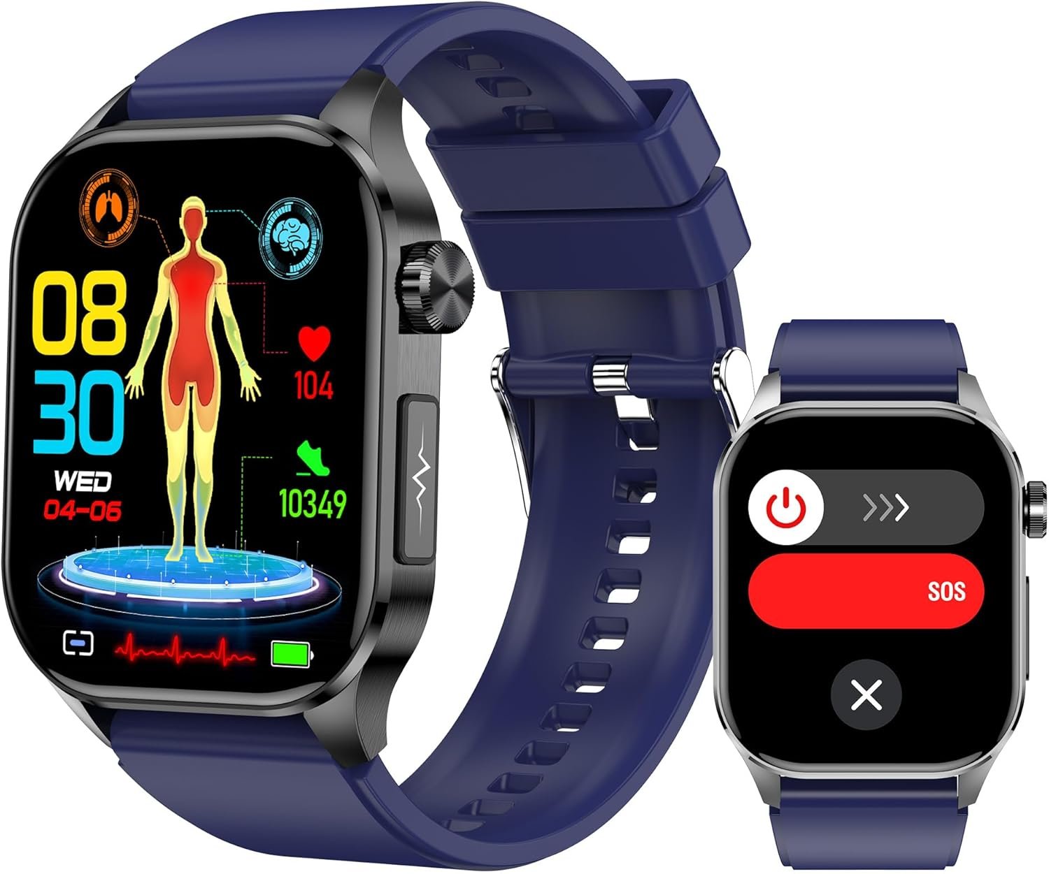 Smart Watch for Men Women, 2.04 AMOLED Color Screen, 24/7 Heart Rate, Blood Oxygen, Blood Pressure, Sleep and Stress Health Monitor, Blood and Body Composition Insights, 150 Sports Modes (Black)